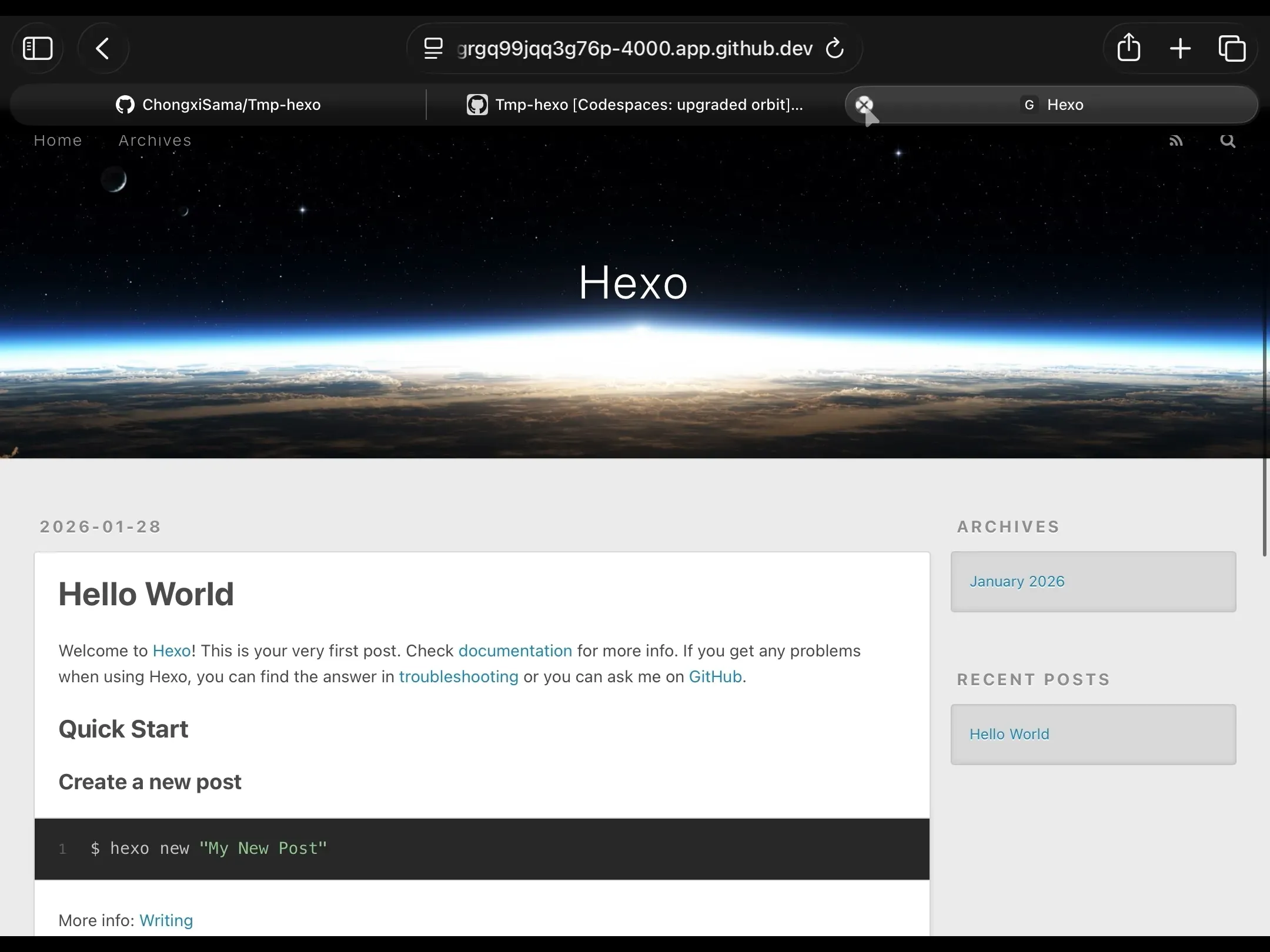 预览hexo blog